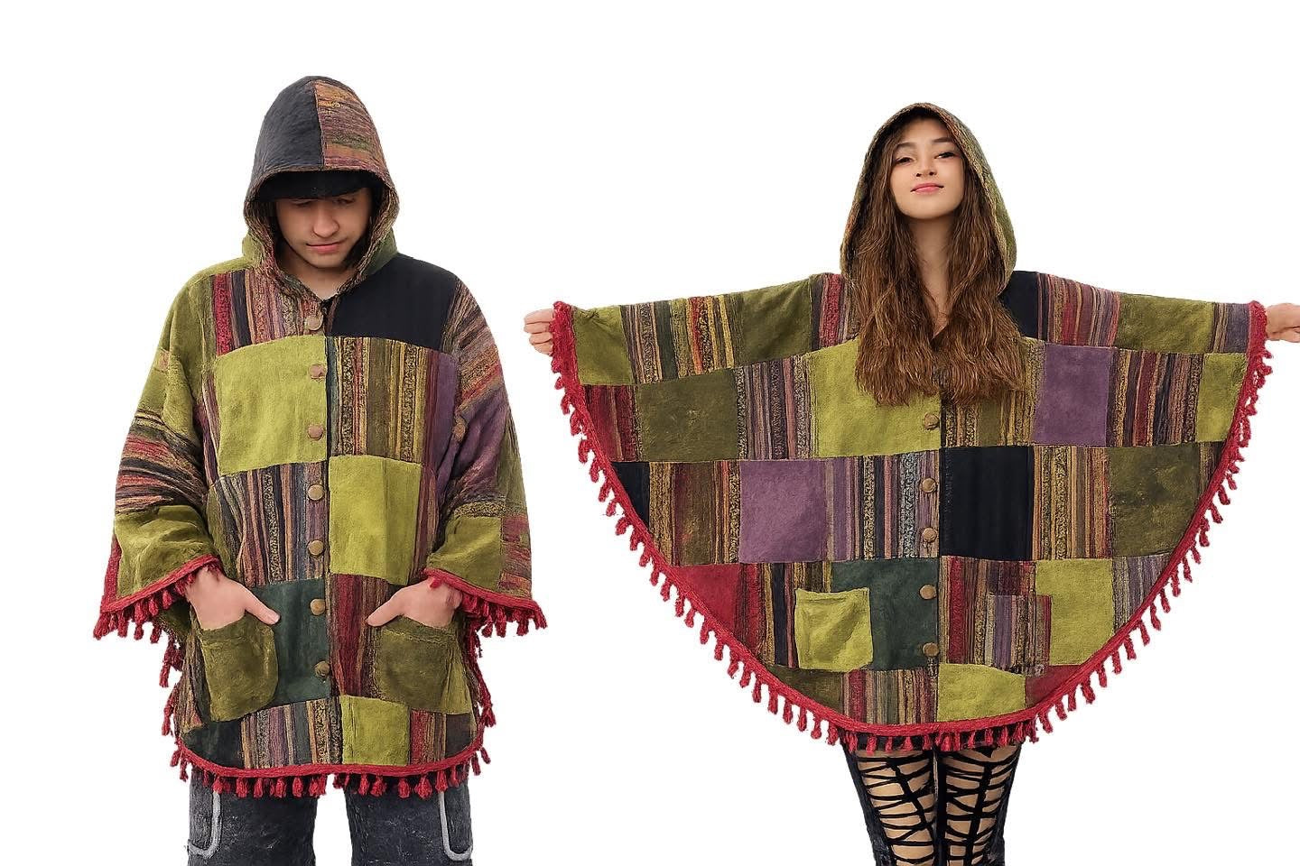 Cotton Patch Poncho with buttons close