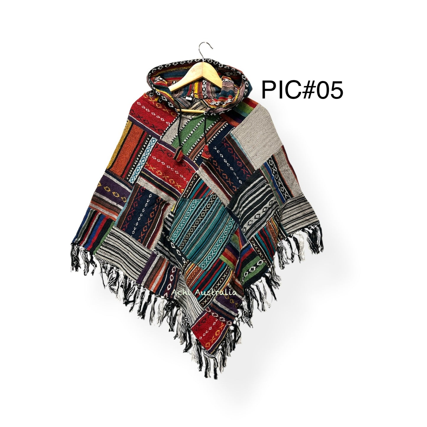 Hippie Triangle Patch Cotton Poncho for Hippie men and women