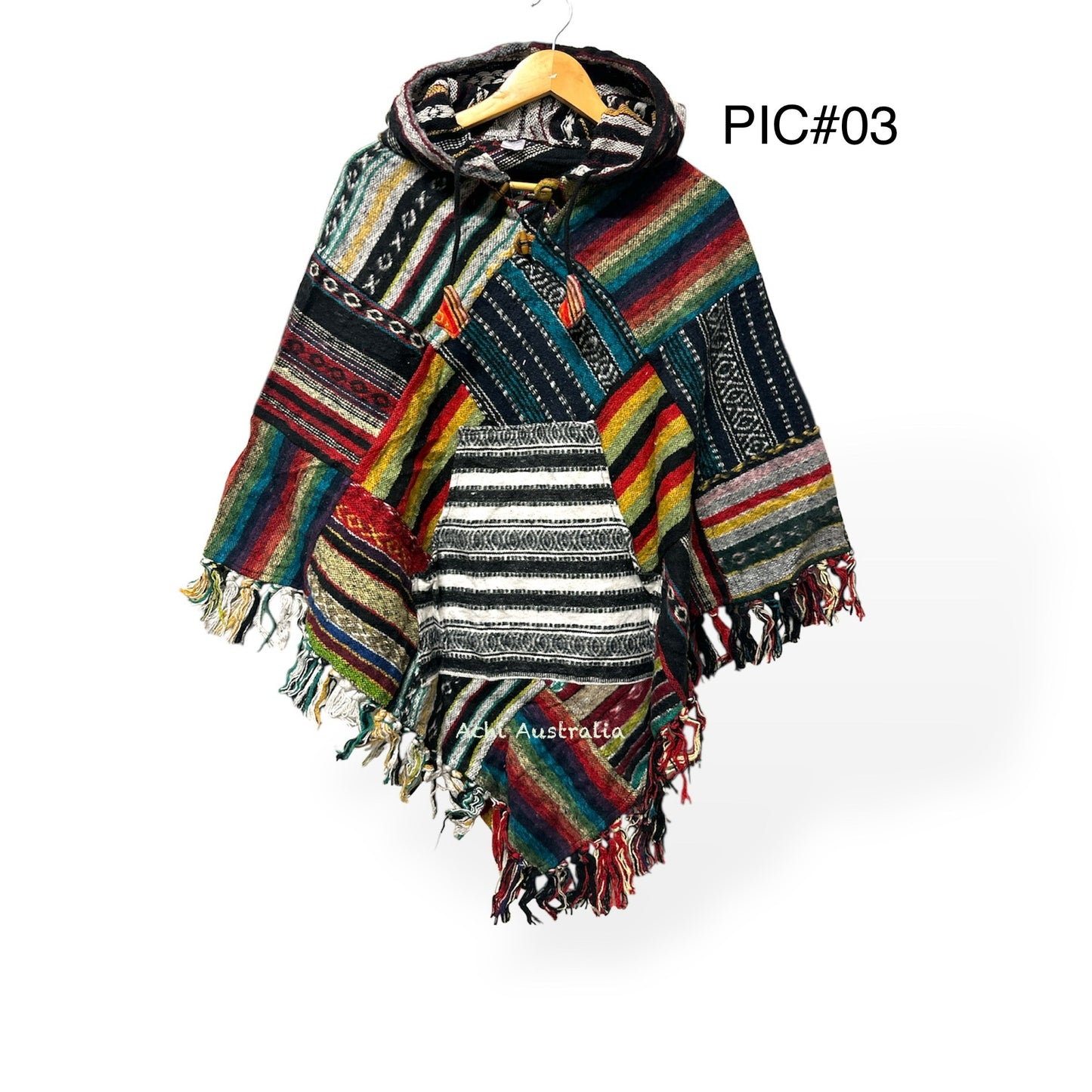 Hippie Triangle Patch Cotton Poncho for Hippie men and women