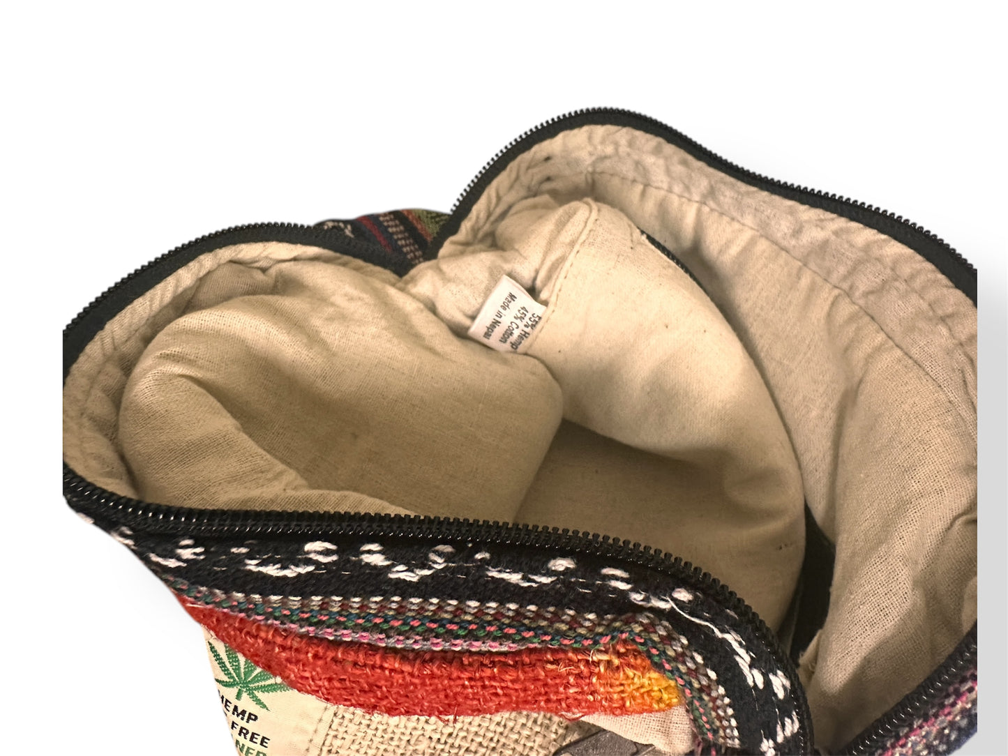 Multi colour Hemp & cotton mix passport bag( New Arrival)