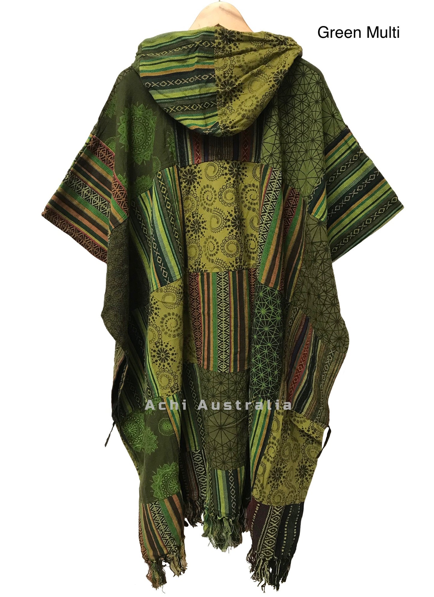 Boho Hippie Heavy Cotton Patchwork Poncho