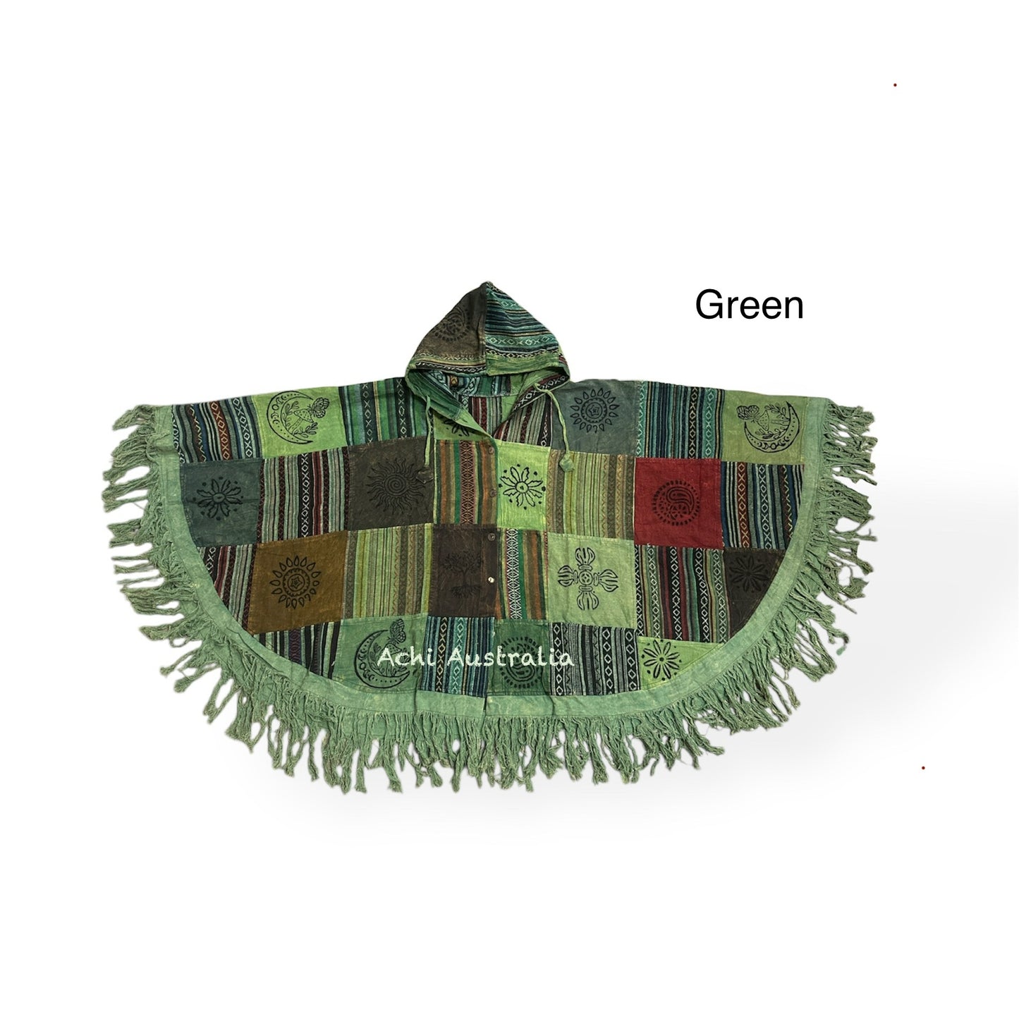 Cotton Patch Poncho with buttons close