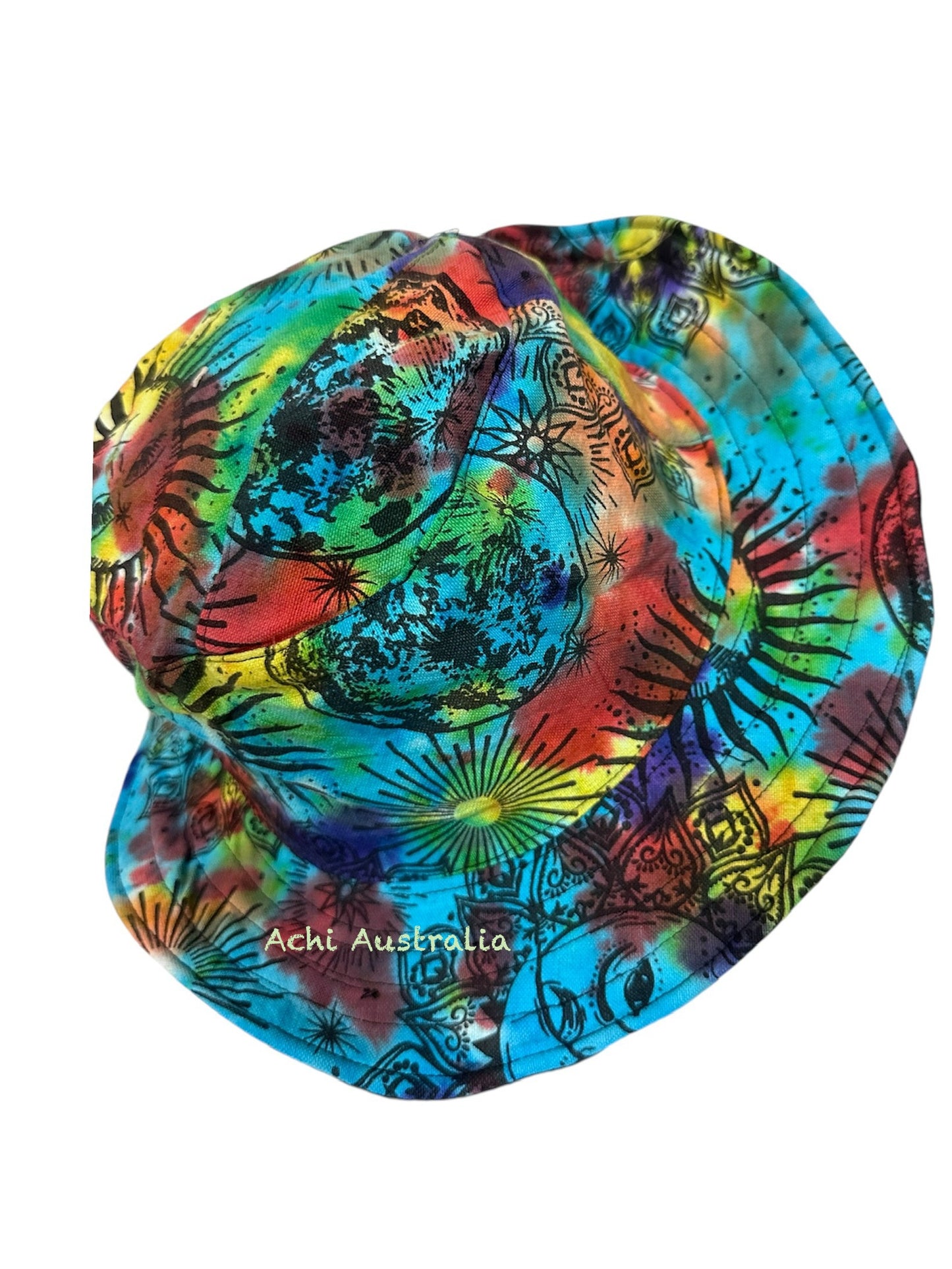 Rainbow cotton tie dye sun & moon Hat with extra lining