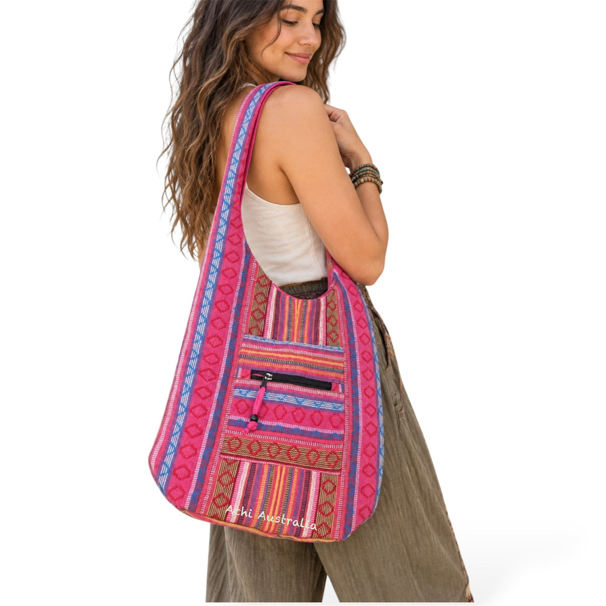 Handmade Boho Cotton Shoulder Bag – Indian Gheri Handloom Hippie Bag