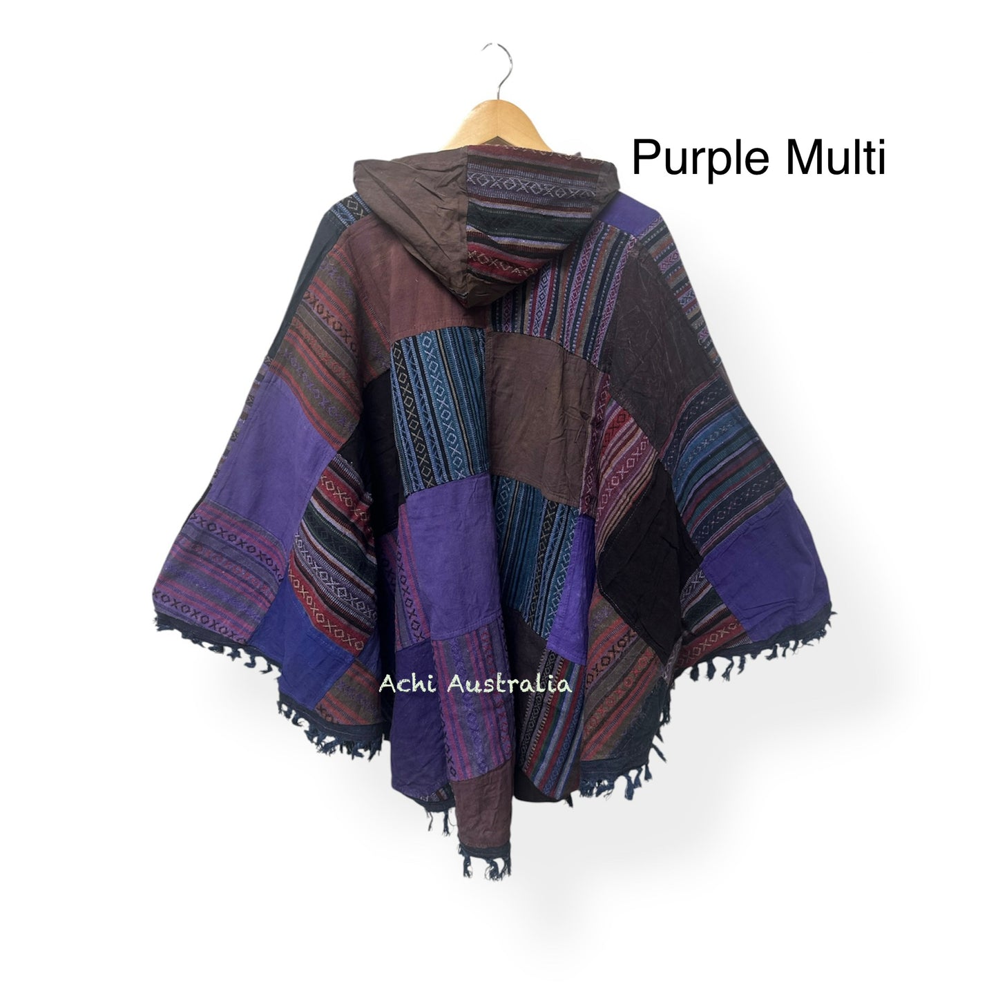 Cotton Patch Poncho with buttons close