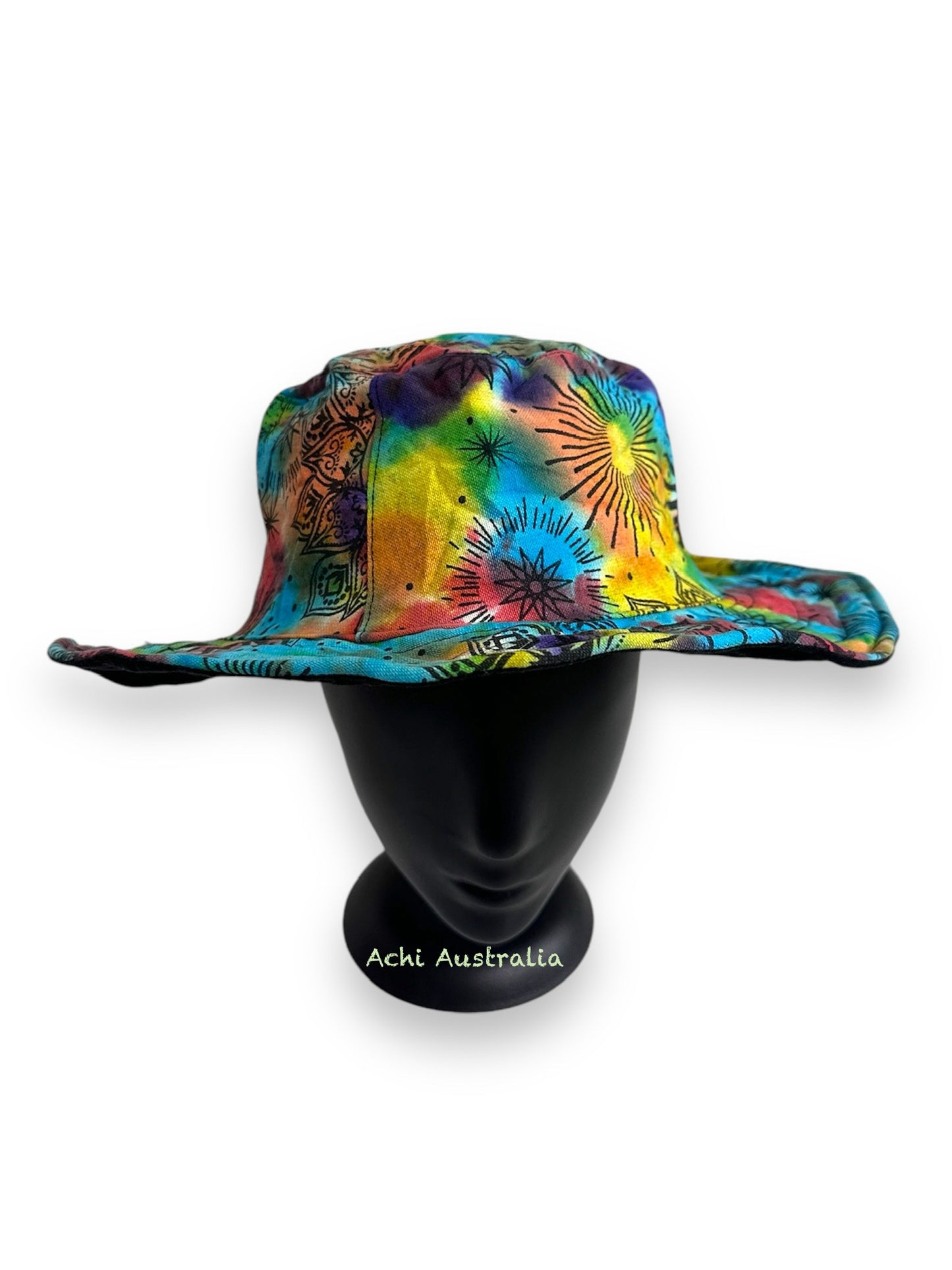 Rainbow cotton tie dye sun & moon Hat with extra lining