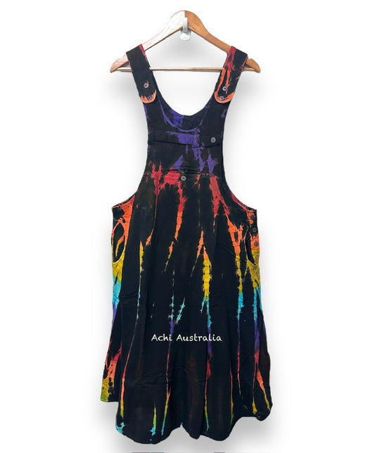 Boho Hippie Heavy Cotton tie dye Pinafore Dress