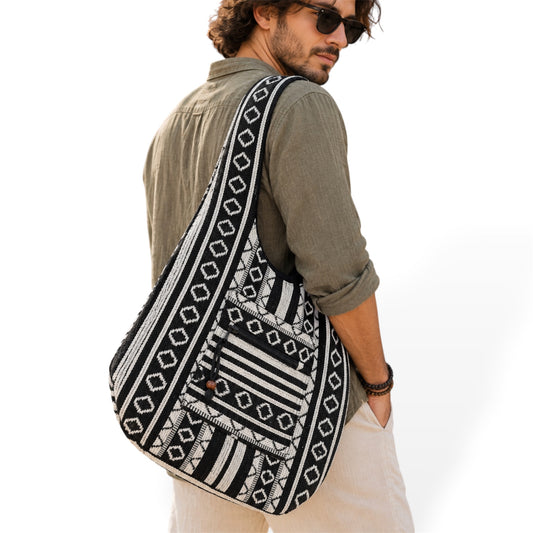 Handmade Boho Cotton Shoulder Bag – Indian Gheri Handloom Hippie Bag