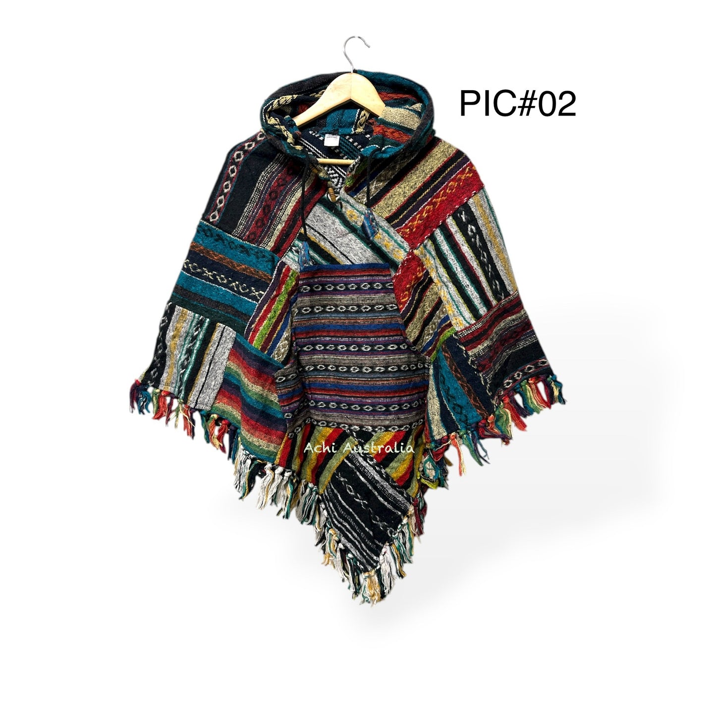 Hippie  Triangle Patch Cotton Poncho for Hippie  men and women