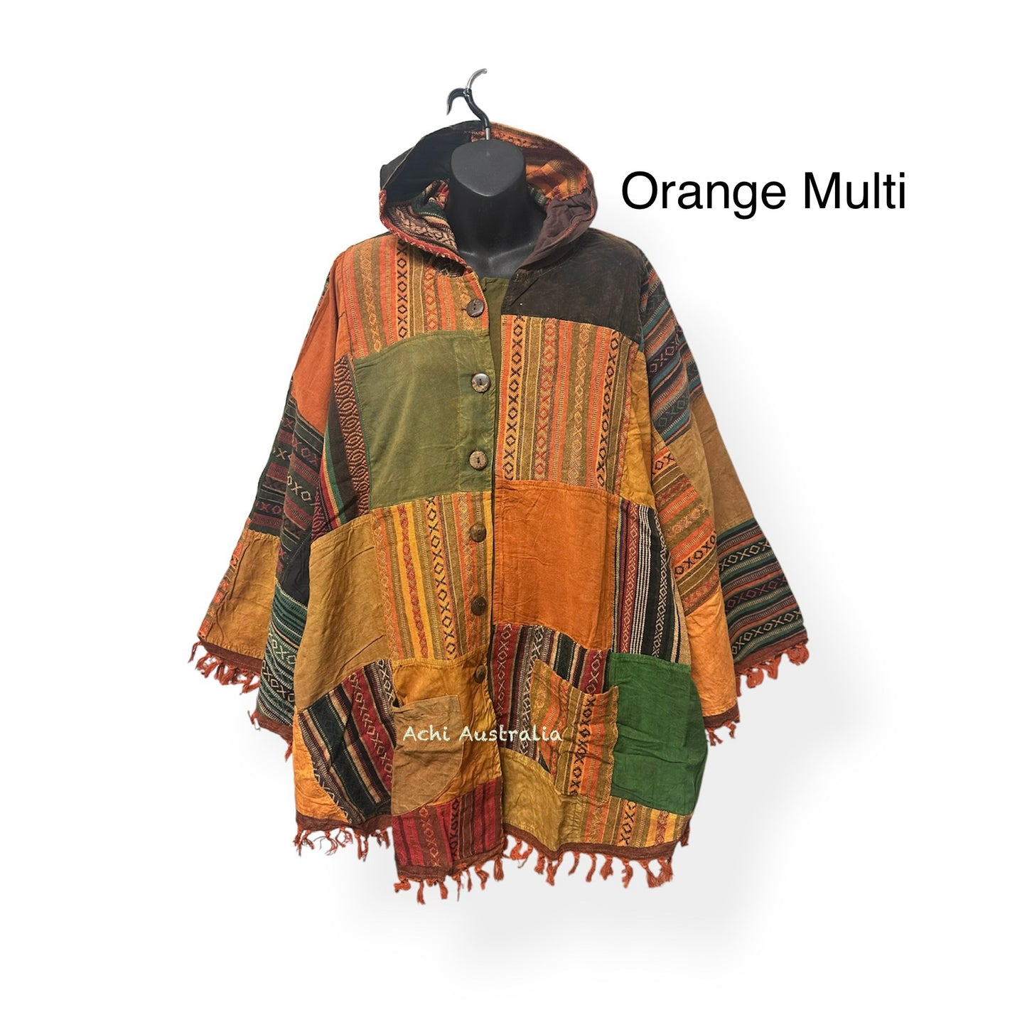 Cotton Patch Poncho with buttons close