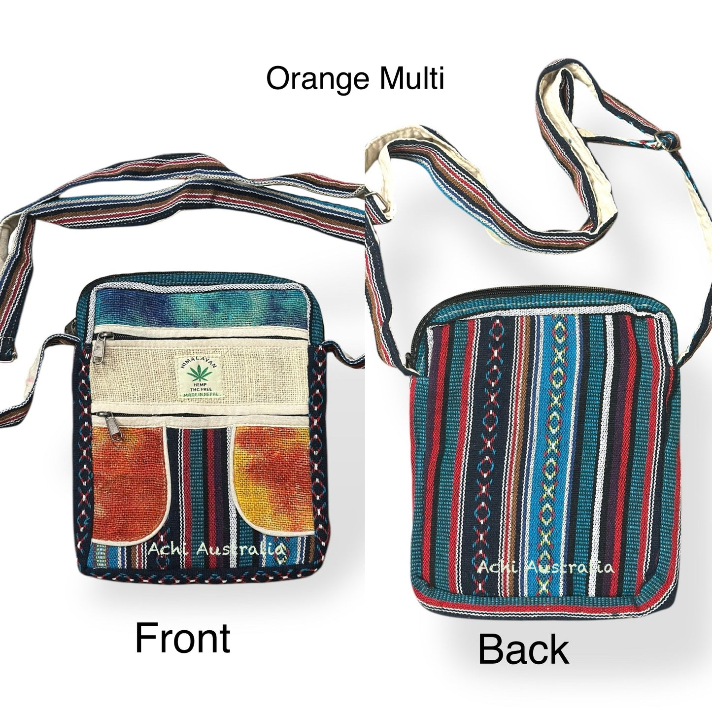 Multi colour Hemp & cotton mix passport bag( New Arrival)