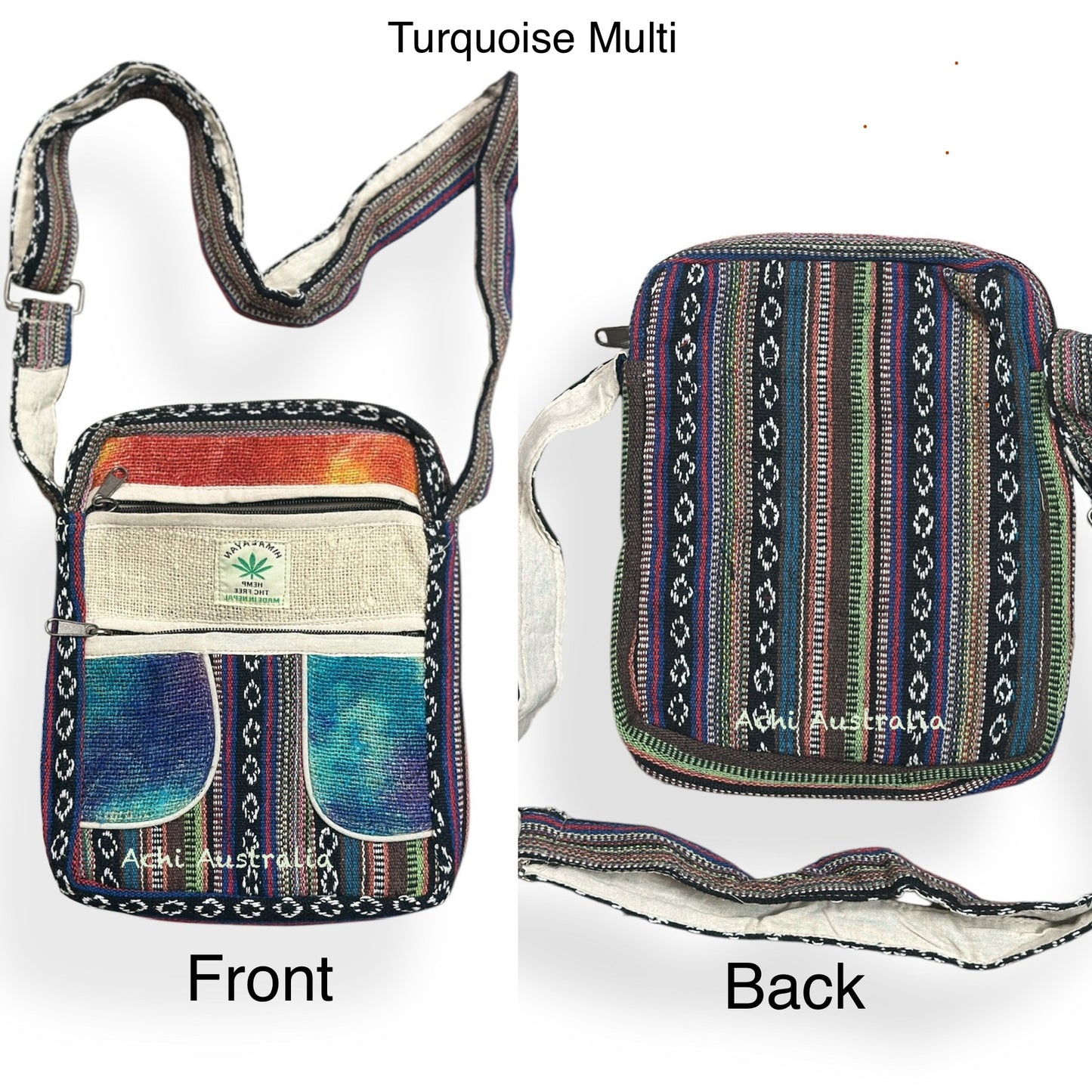 Multi colour Hemp & cotton mix passport bag( New Arrival)