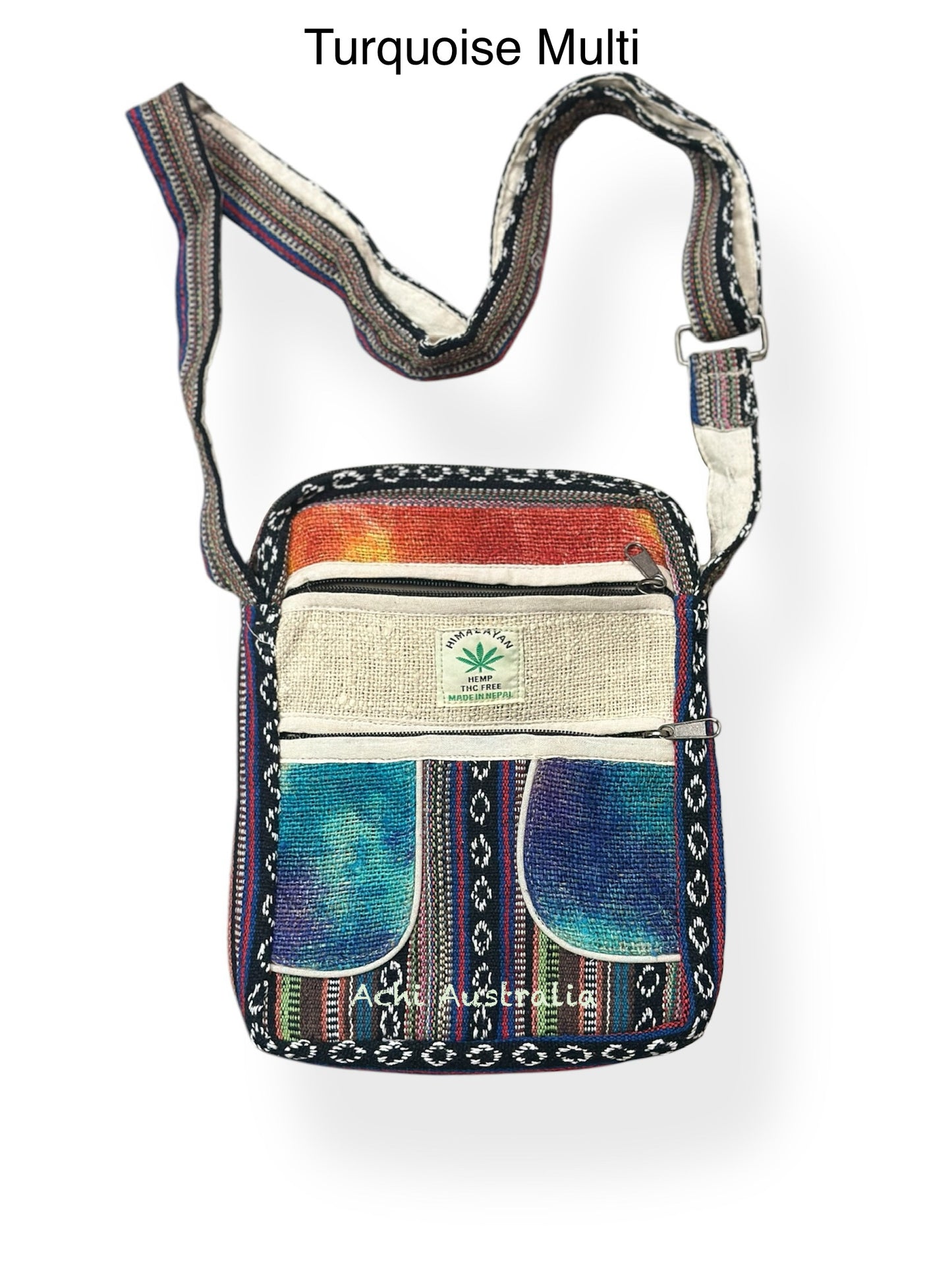 Multi colour Hemp & cotton mix passport bag( New Arrival)