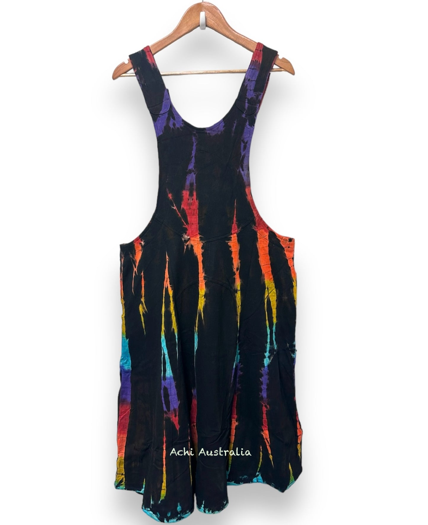 Boho Hippie Heavy Cotton tie dye Pinafore Dress