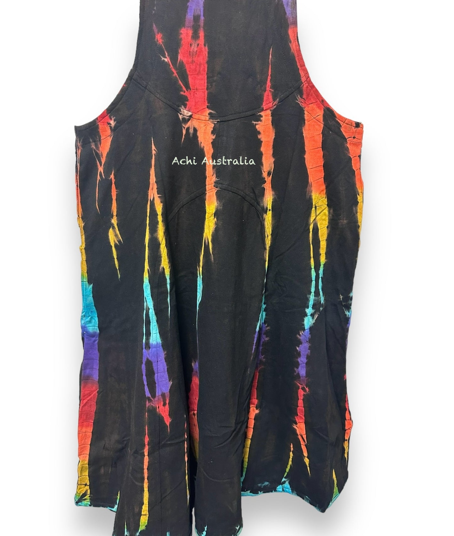 Boho Hippie Heavy Cotton tie dye Pinafore Dress