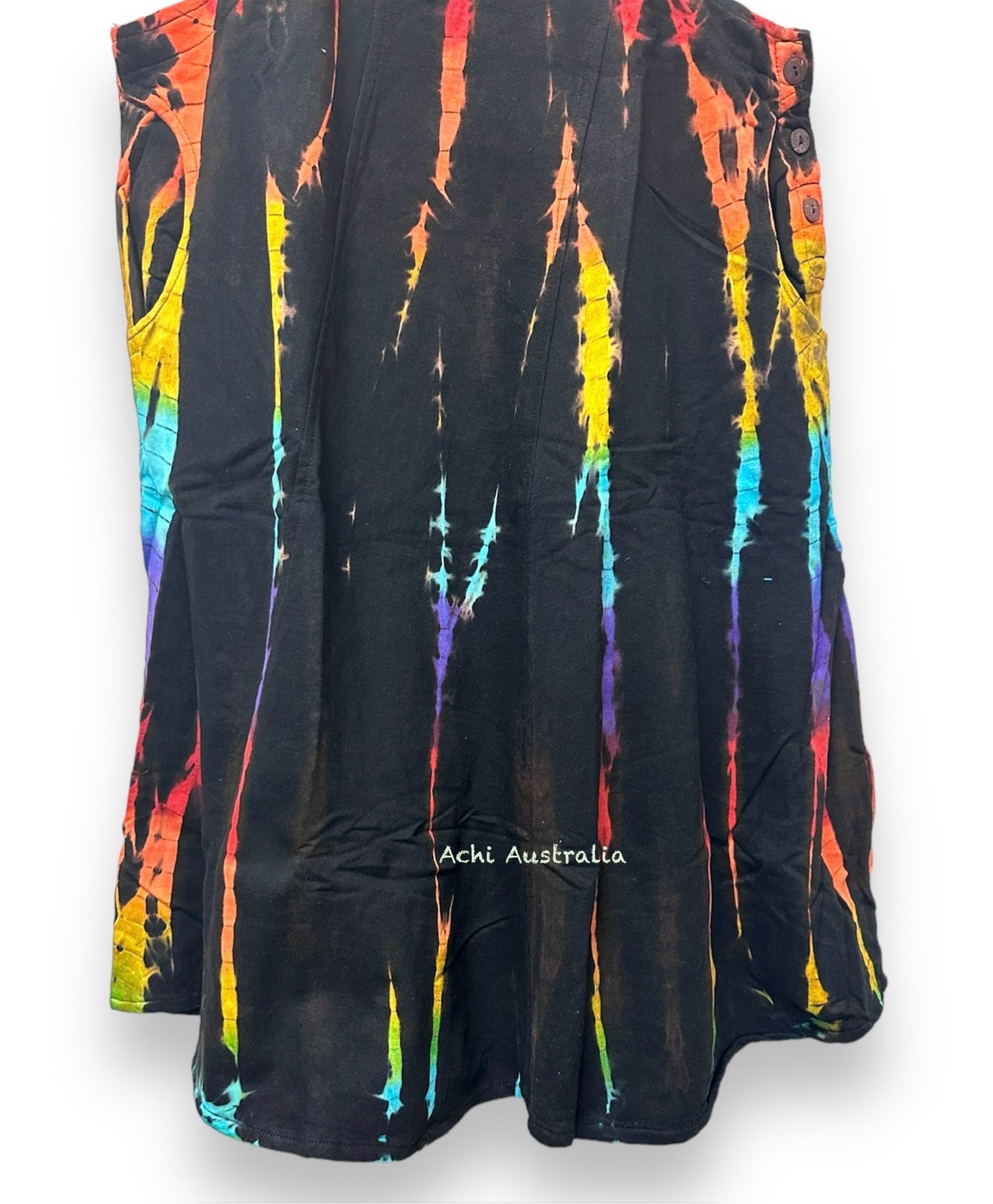 Boho Hippie Heavy Cotton tie dye Pinafore Dress