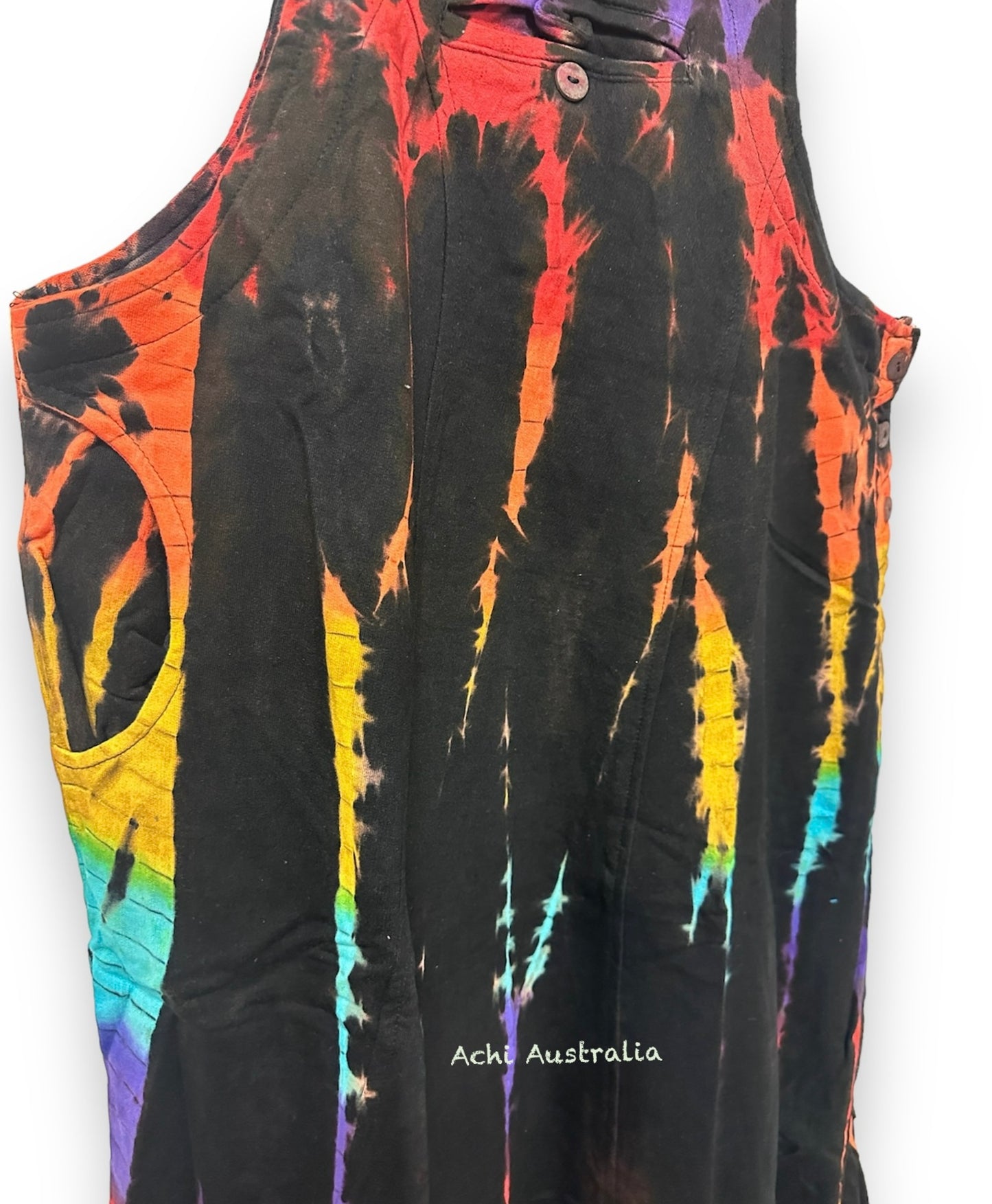 Boho Hippie Heavy Cotton tie dye Pinafore Dress