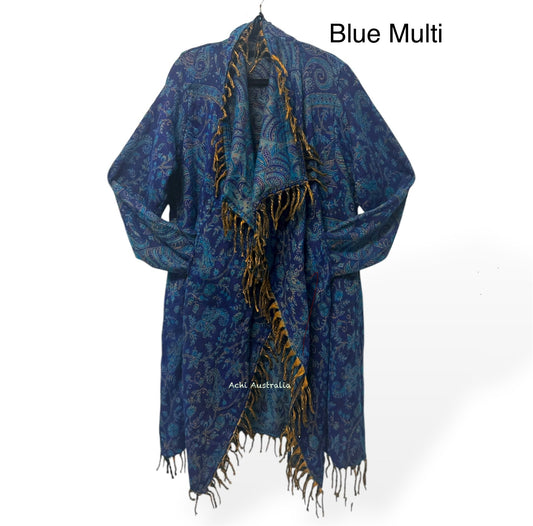 Handmade  Hoodie Long Cardigan: Acrylic Boho Coat