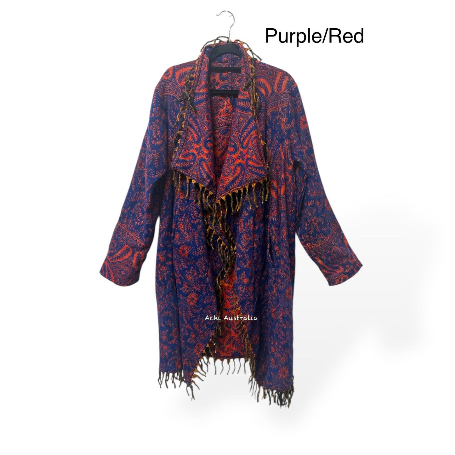 Handmade  Hoodie Long Cardigan: Acrylic Boho Coat