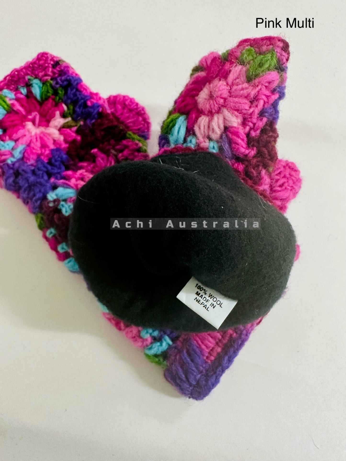 Flower crocheted hand warmers with fleece lining