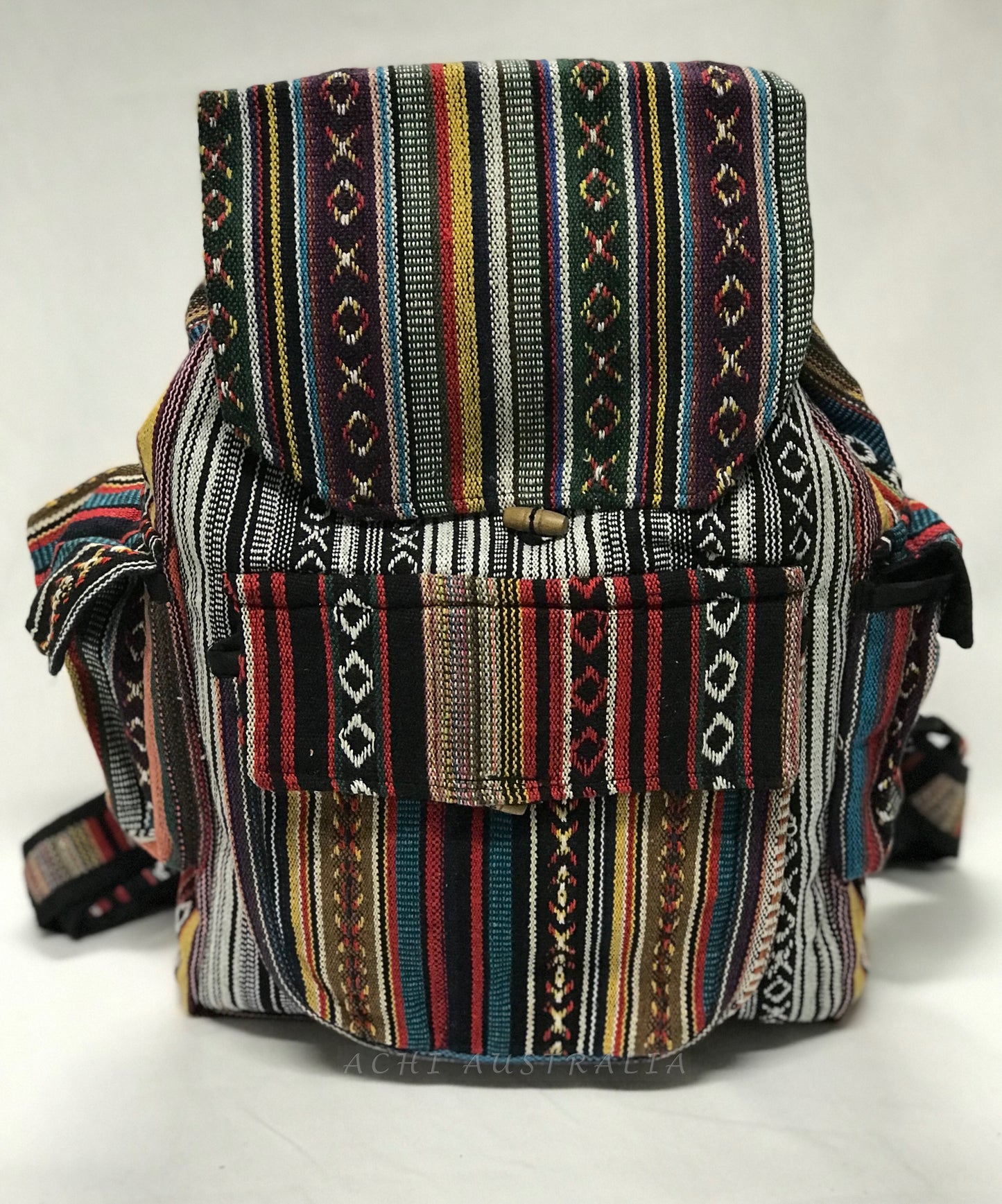 Multi Colour Backpack with with Wooden button close