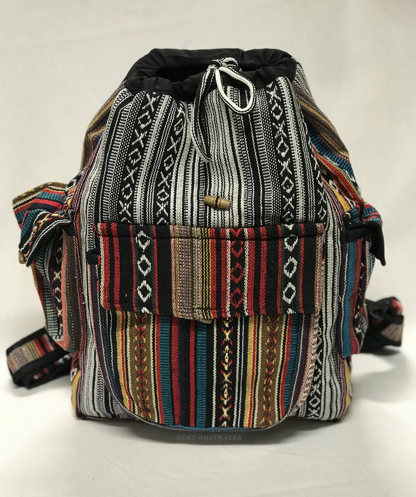 Multi Colour Backpack with with Wooden button close